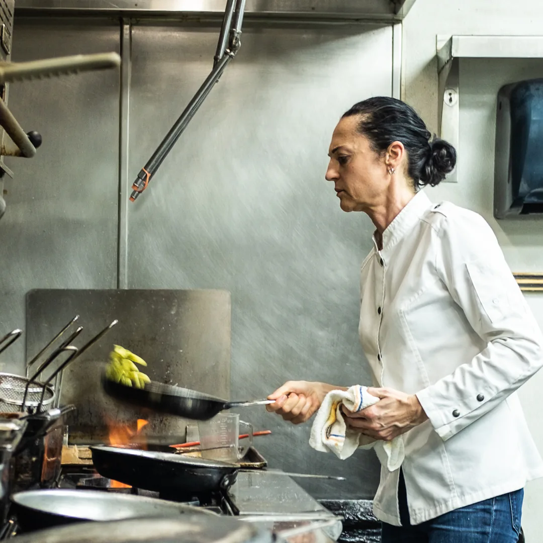 Chef Laura Migliorini at the pass